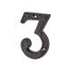 76mm Screw Fix Door Numeral - 3 - Metalized Antique Black Iron