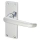 Polished Chrome Victorian Straight Latch Door Handles - Short Plate - 118 x 42mm