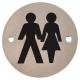 Unisex Toilet Door Sign - 75mm Diameter - Satin Stainless Steel