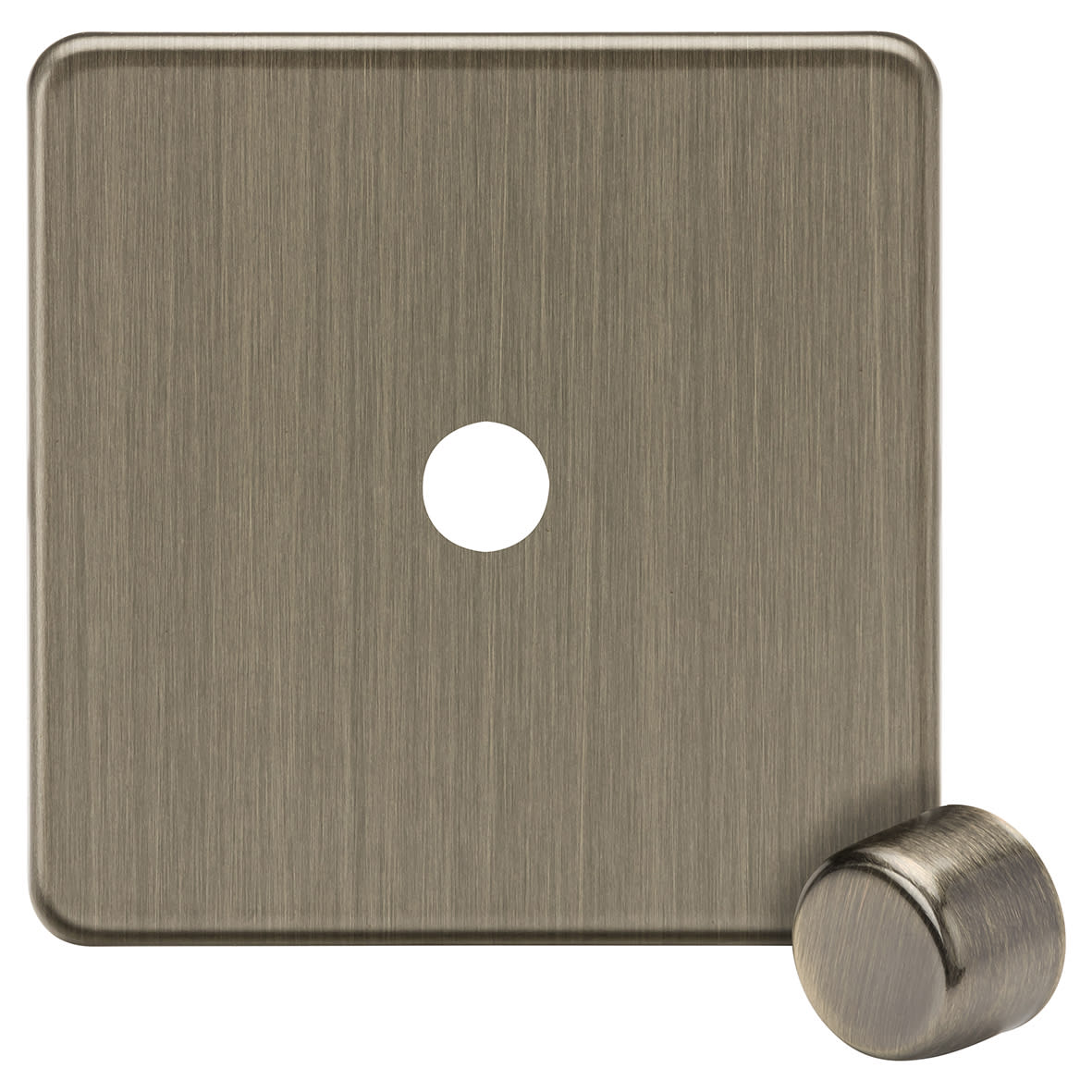 1 Gang Screwless Flat Dimmer Plate with Metal Dimmer Cap - Antique Brass