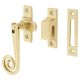 Open Curl Mortice & Hook Plate Casement Window Fastener - Reversible - Polished Brass