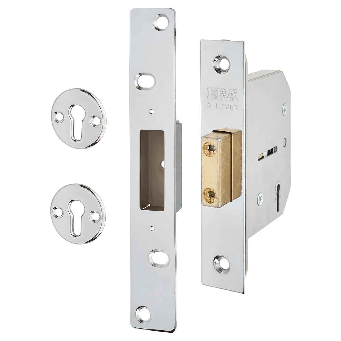 Viscount 5 Lever Deadlock - 76mm Case - 56mm Backset - Polished Chrome
