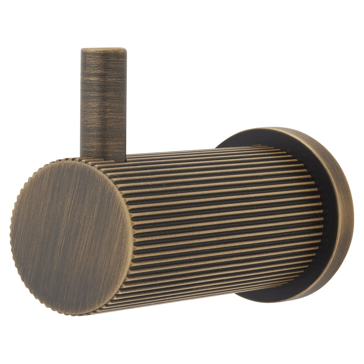 Brunel Diamond Reeded Single Coat Hook - 48 x 25mm - Antique Brass