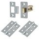 Tubular Latch Pack - 44mm Backset - 2 x Ball Bearing Hinges - Satin Chrome