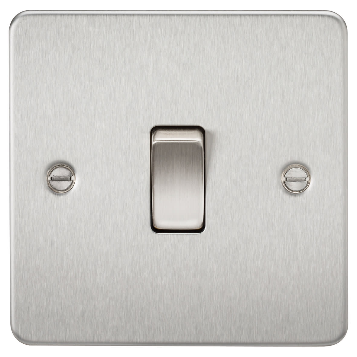 10AX 1 Gang 2 Way Flat Plate Light Switch - Brushed Chrome