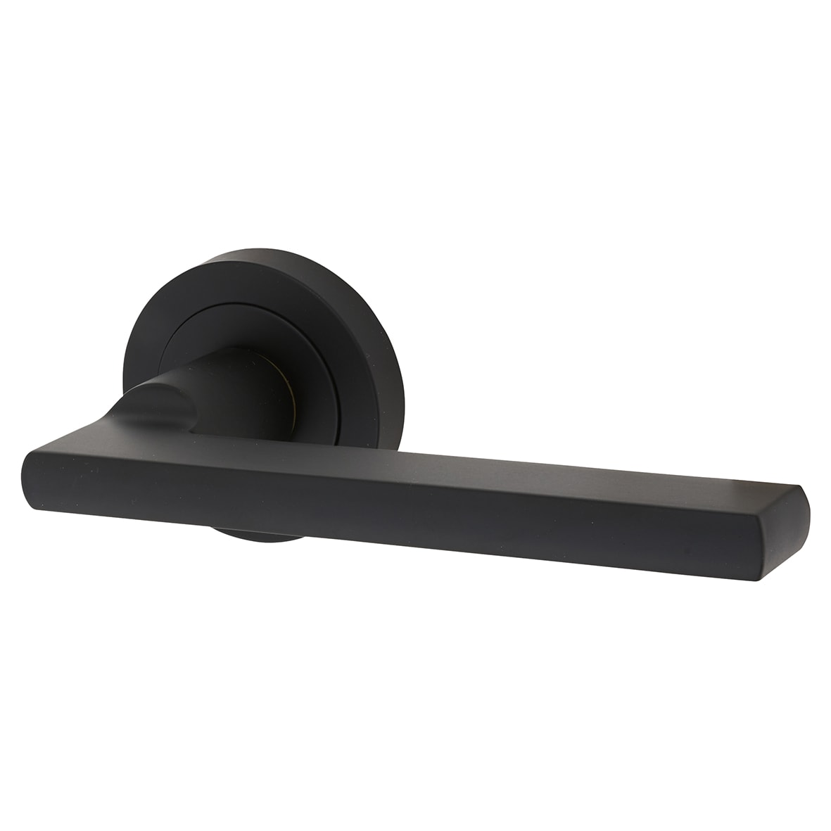 Matt Black Door Handles on Round Rose - Trentino Range