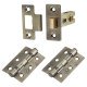 Tubular Latch Pack - 76mm Case - 57mm Backset - 2 x Fire Rated Ball Bearing Hinges - Antique Brass