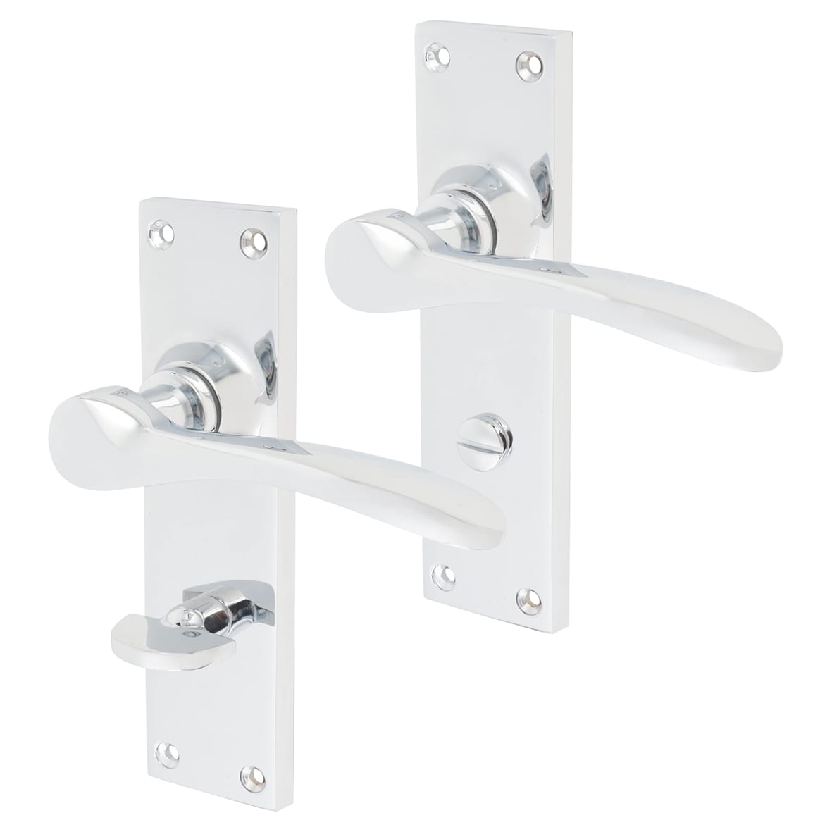 Polished Chrome Bathroom Door Handles - Buckingham Range - 152 x 41mm