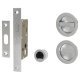 Round Flush Privacy Handle Set with Lock - Satin Chrome
