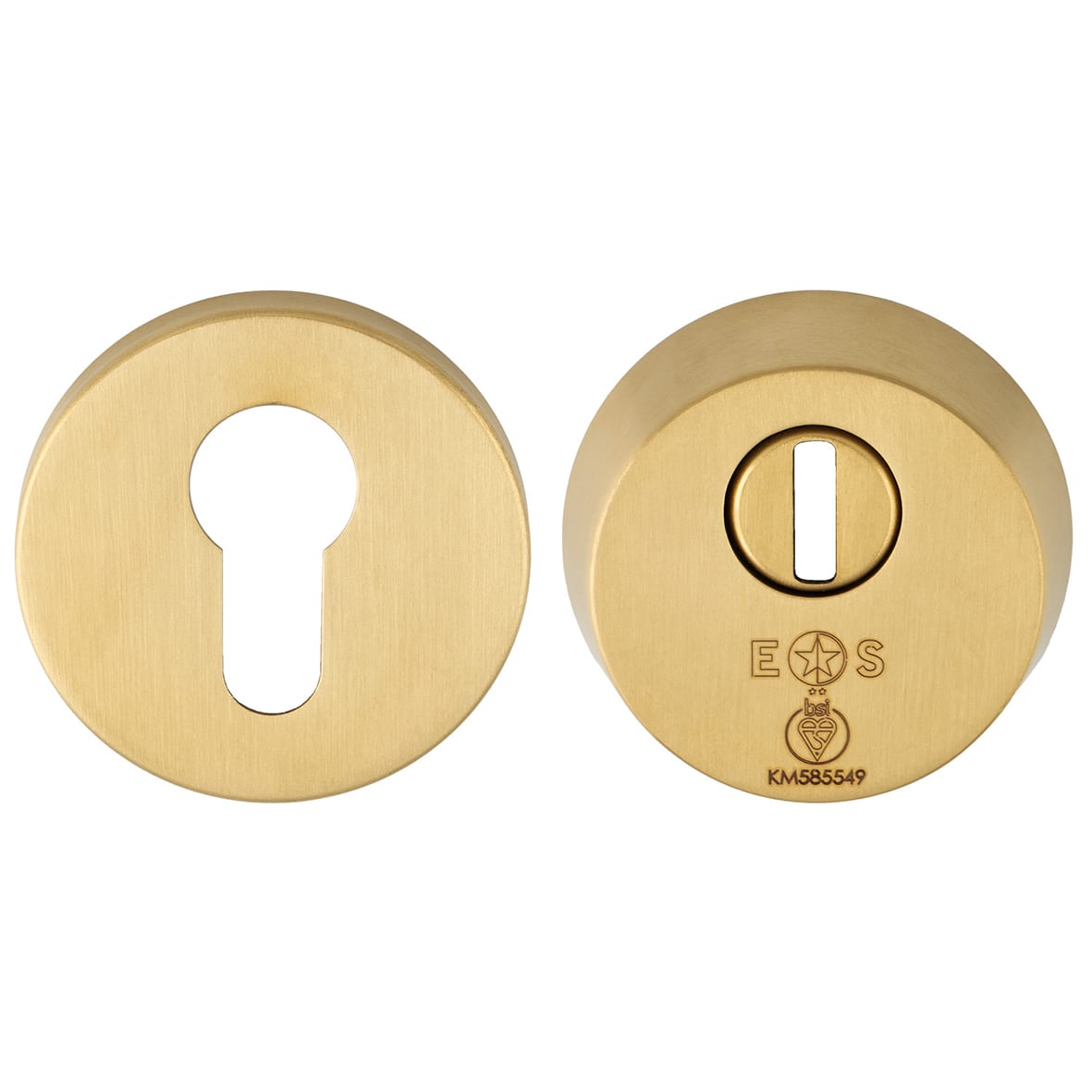 2 Star Security Escutcheon - 54mm Diameter - Euro - PVD Satin Brass