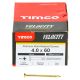Velocity Pozi Countersunk Wood Screws - 4.0 x 60mm - Yellow Zinc - Pack of 200