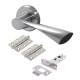 Satin/Polished Chrome Latch Door Handles on Rose Pack - Knightsbridge Range