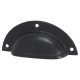 Vintage Lipped Cabinet Cup Handle - 86mm Centres - Black Iron