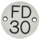 Fire Door Sign - Drilled - 50mm Diameter - Rigid Plastic - Silver