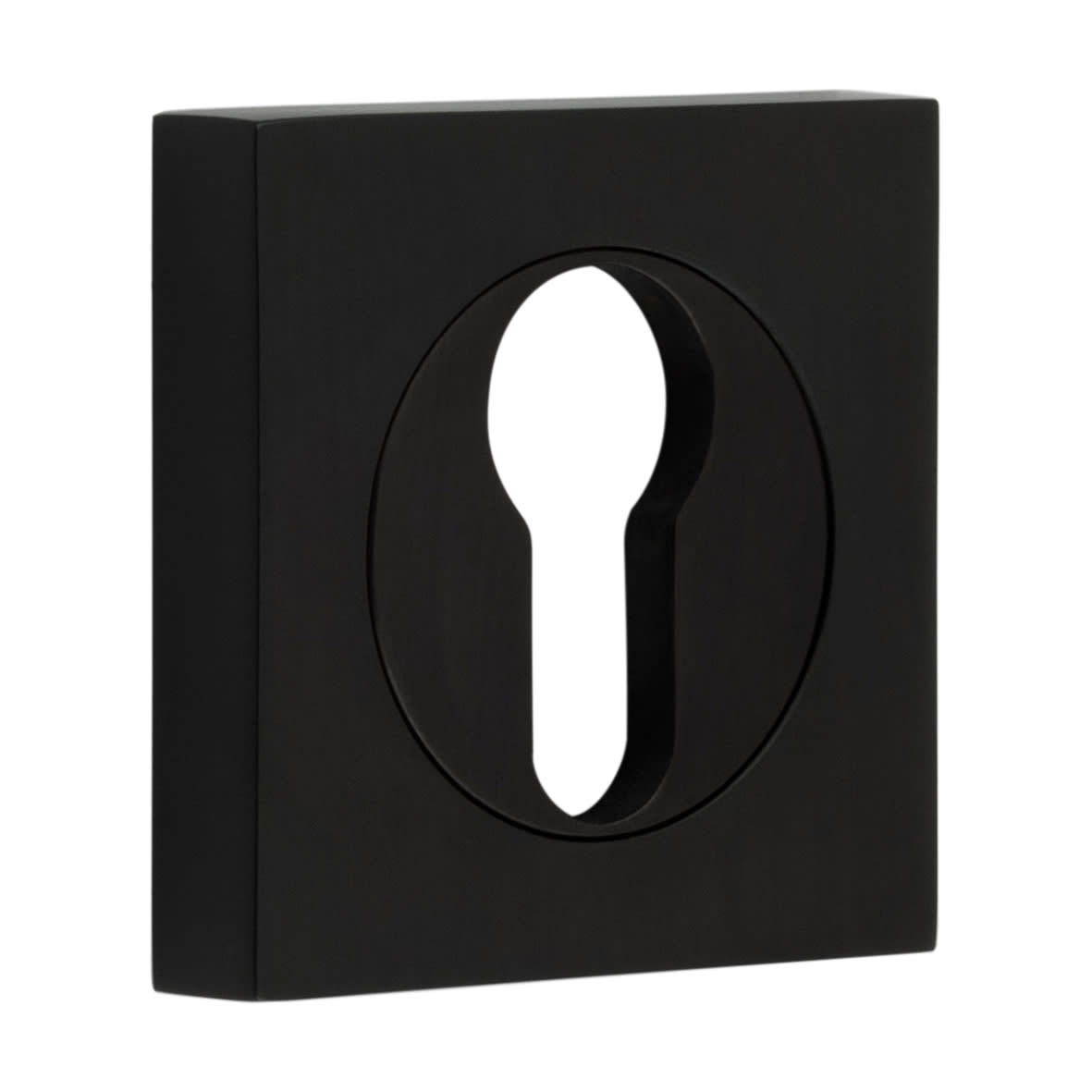 Square Escutcheon on Plain Rose - 52 x 52mm - Euro - Black