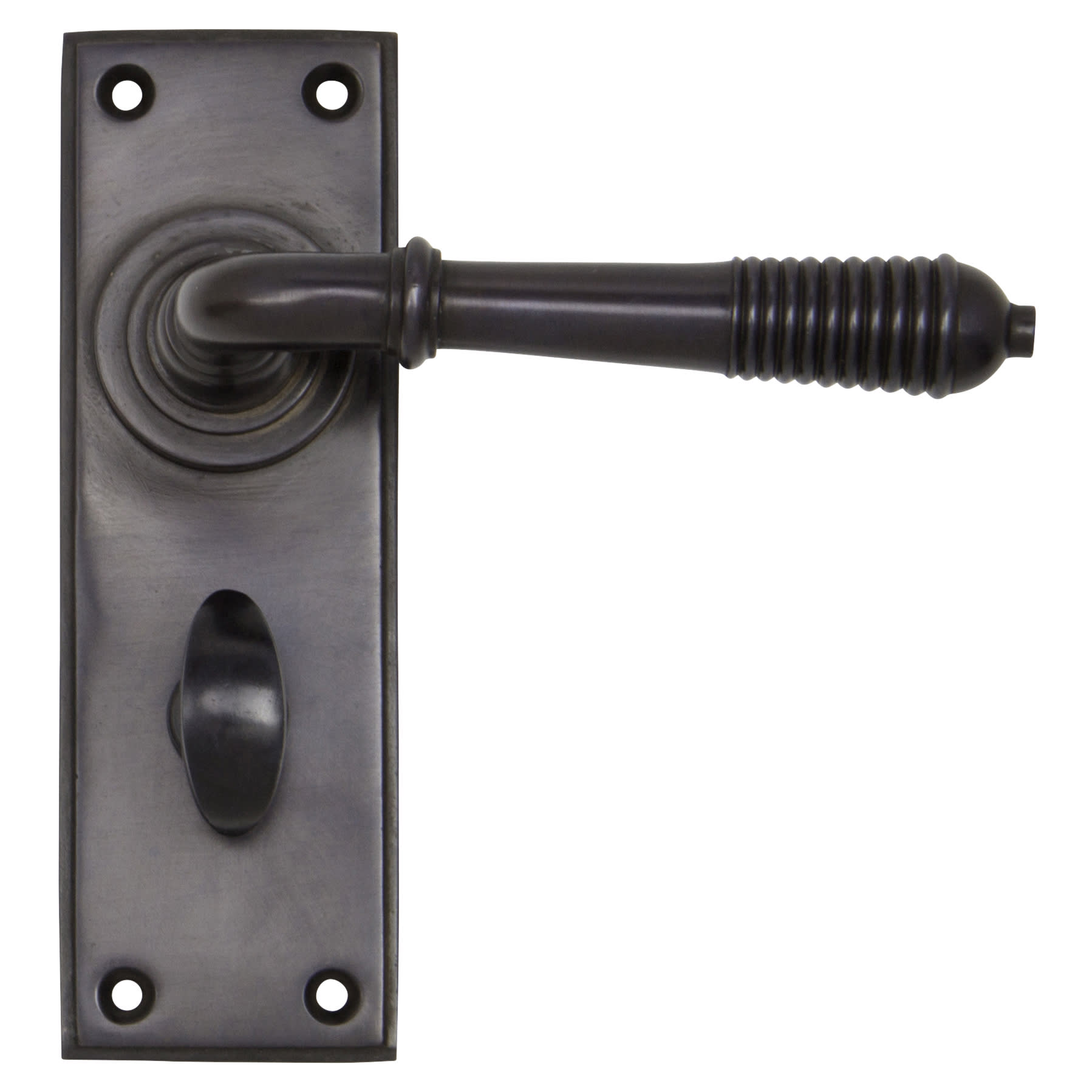 Aged Bronze Reeded Bathroom Door Handles - 152 x 50mm
