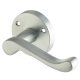 Satin Chrome Victorian Scroll Door Handles on Round Rose