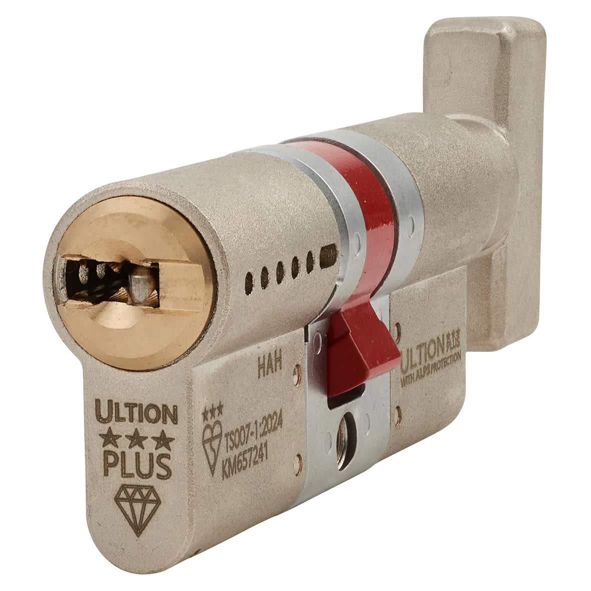 ALPS 3 Star PLUS Euro Thumbturn Cylinder - 35mm Turn + 35mm - Satin Nickel/Brass - Keyed to Differ