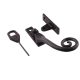 Curly Tail Locking Wedge Casement Window Fastener - Right Hand - Antique Black Iron