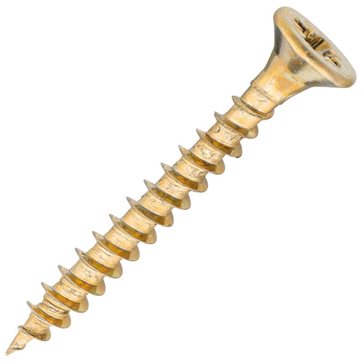 General Purpose Pozi Countersunk Chipboard Wood Screws - 3.5 x 30mm - Yellow Zinc - Pk of 200