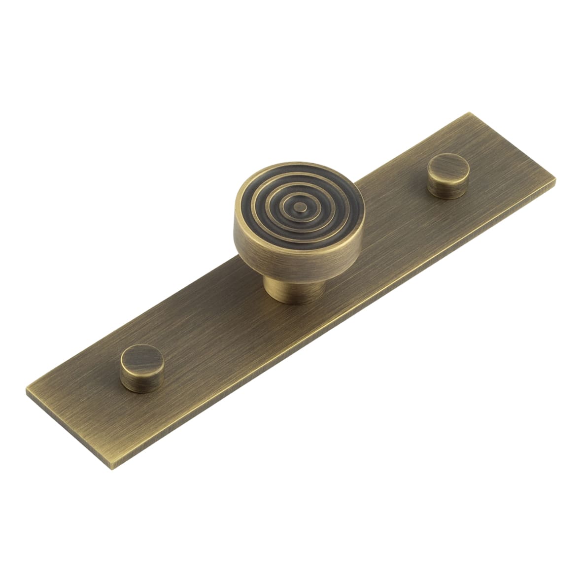 Murray Round Cabinet Knob on Plain Backplate - 30mm Diameter - Antique Brass