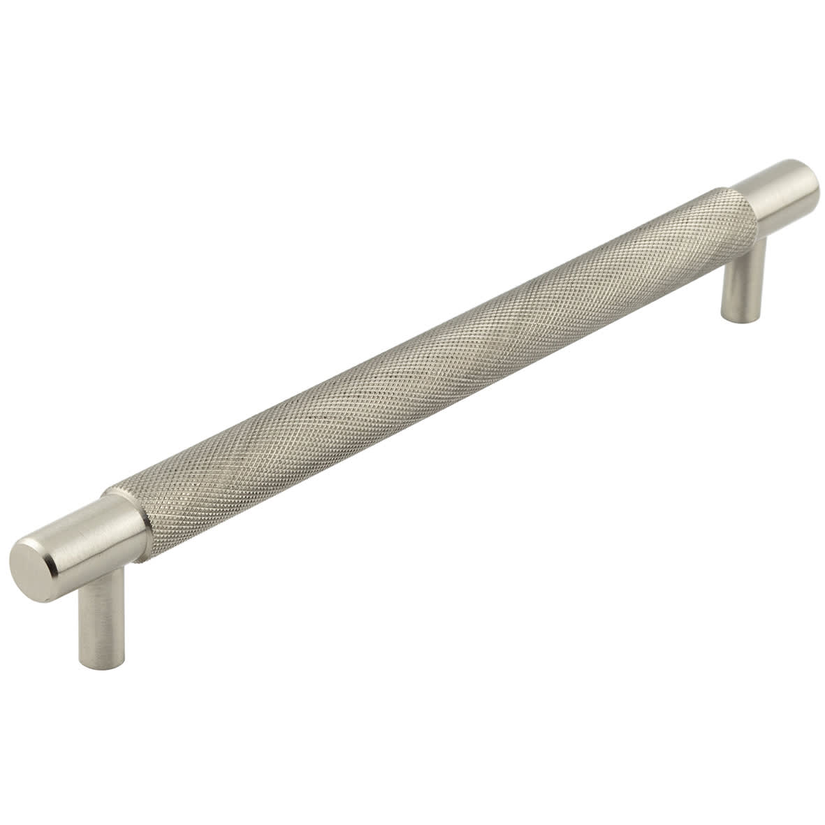 Taplow 18mm Knurled T-Bar Cabinet Pull Handle - 224mm c/c - Satin Nickel