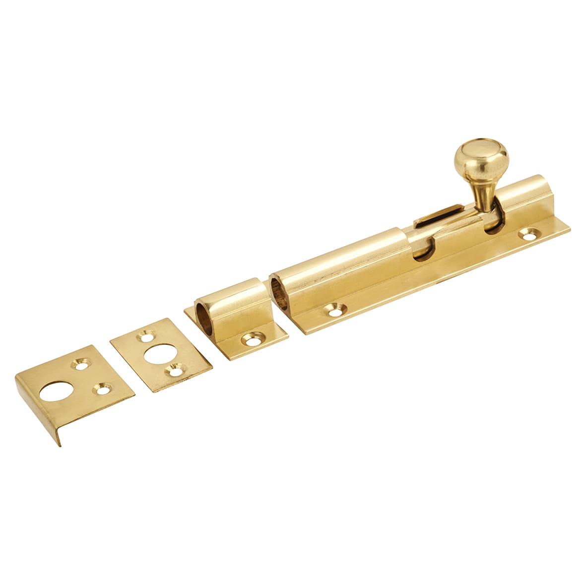 Polished Brass Straight Barrel Bolt - Decorative Range - 100 x 32mm
