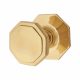 Polished Brass Octagonal Centre Door Knob - 79mm Rose Diameter