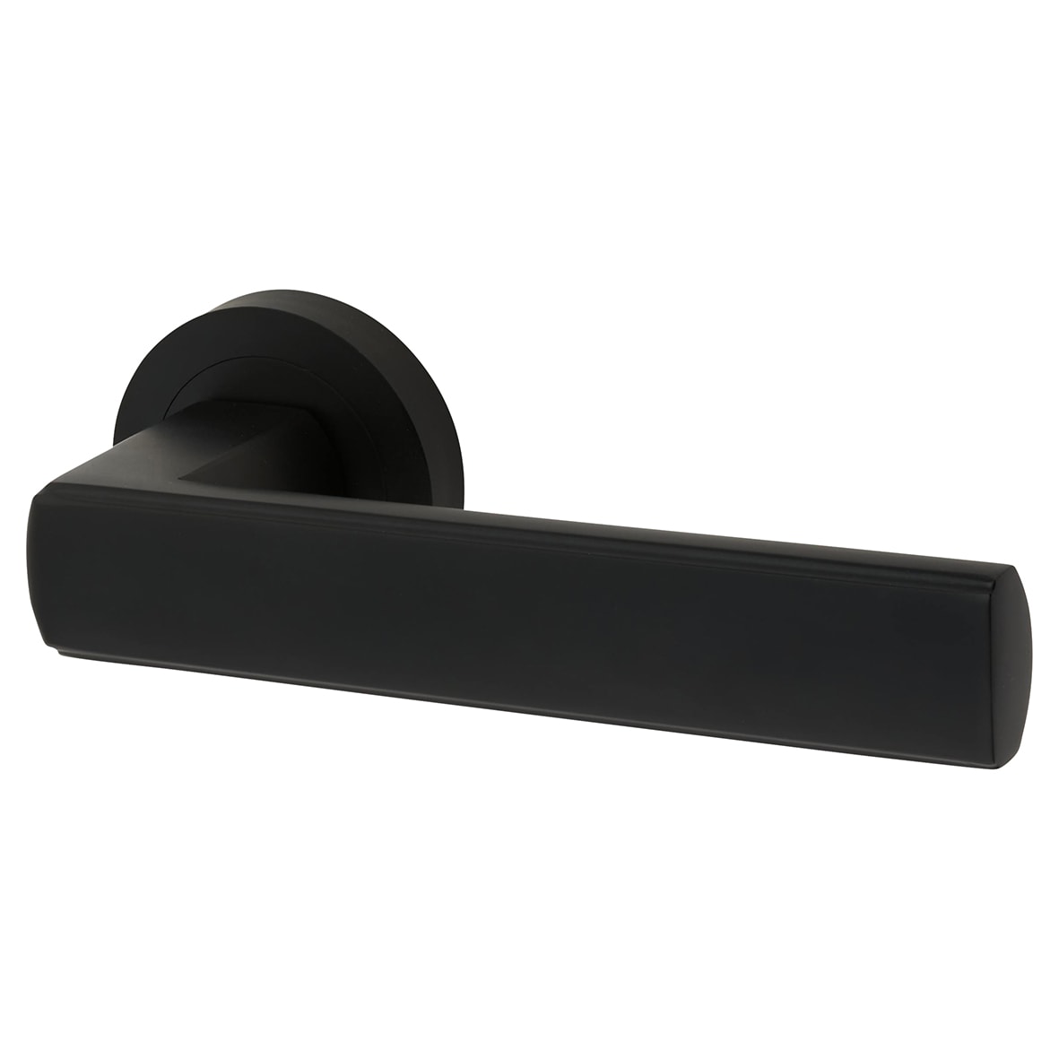 Matt Black Door Handles on Round Rose - Zara Range