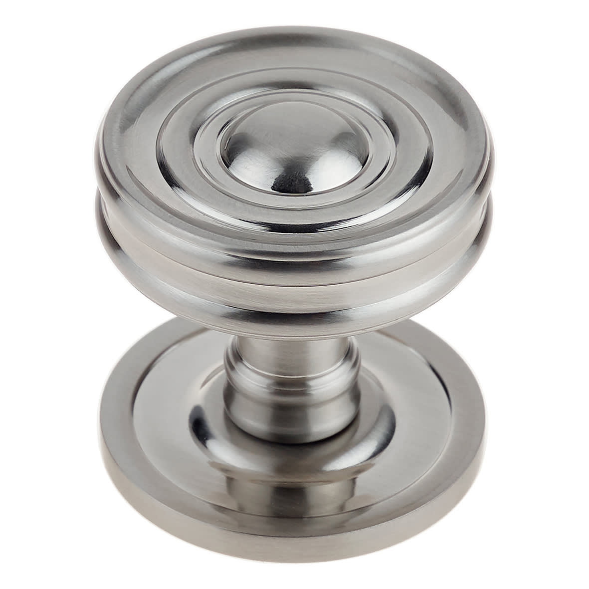Satin Nickel Ringed Mortice Door Knob - 65mm Rose Diameter - Bloomsbury Range