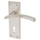 Brass Satin Nickel Keyhole Lock Door Handles - Trenta Range - 150 x 50mm