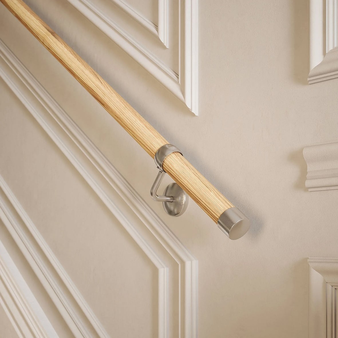 40mm Wooden Handrail Banister Staircase Rail Support Kit - 3600mm Length - Pine Wood