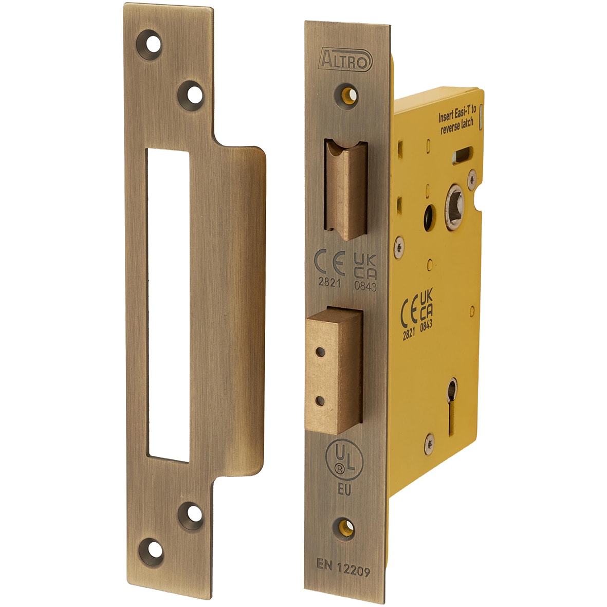 Architectural Bolt Through 5 Lever Sashlock - 78mm Case - 57mm Backset - Square - Antique Brass