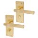 Satin Brass Lines Bathroom Door Handles - Nova Range - 155 x 55mm