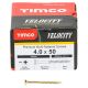 Velocity Pozi Countersunk Wood Screws - 4.0 x 50mm - Yellow Zinc - Pack of 200