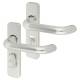 Satin Aluminium 20mm Return to Door Bathroom Door Handles - Radius - 57mm c/c