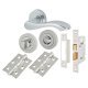 Polished Chrome Scroll Bathroom Lock Door Handles on Rose Pack - Scarlett Range