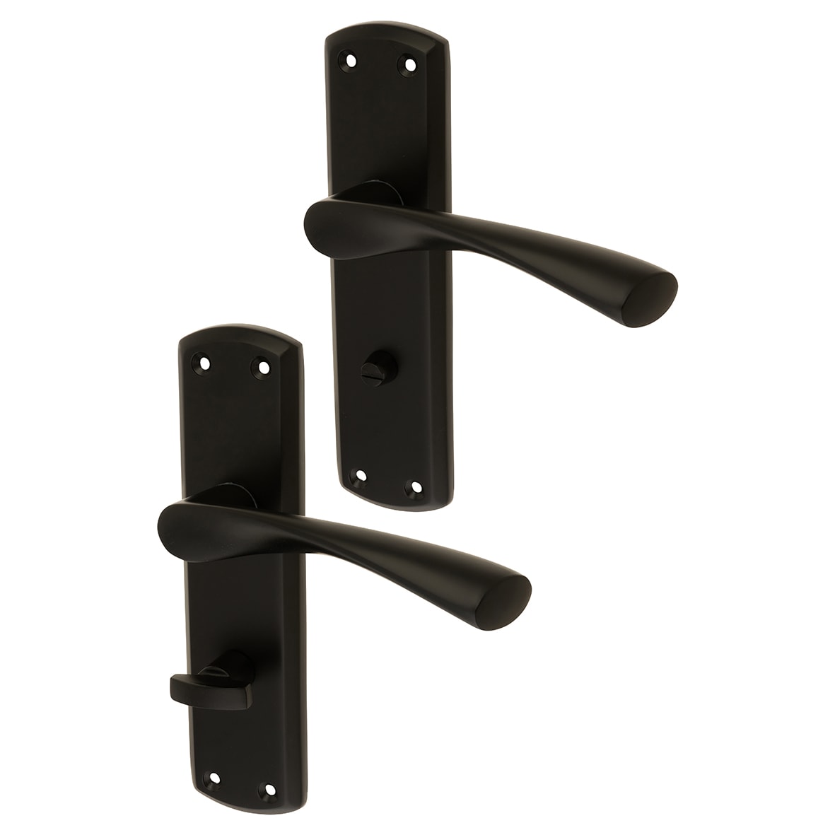 Matt Black Bathroom Door Handles - Monza Range - 175 x 45mm