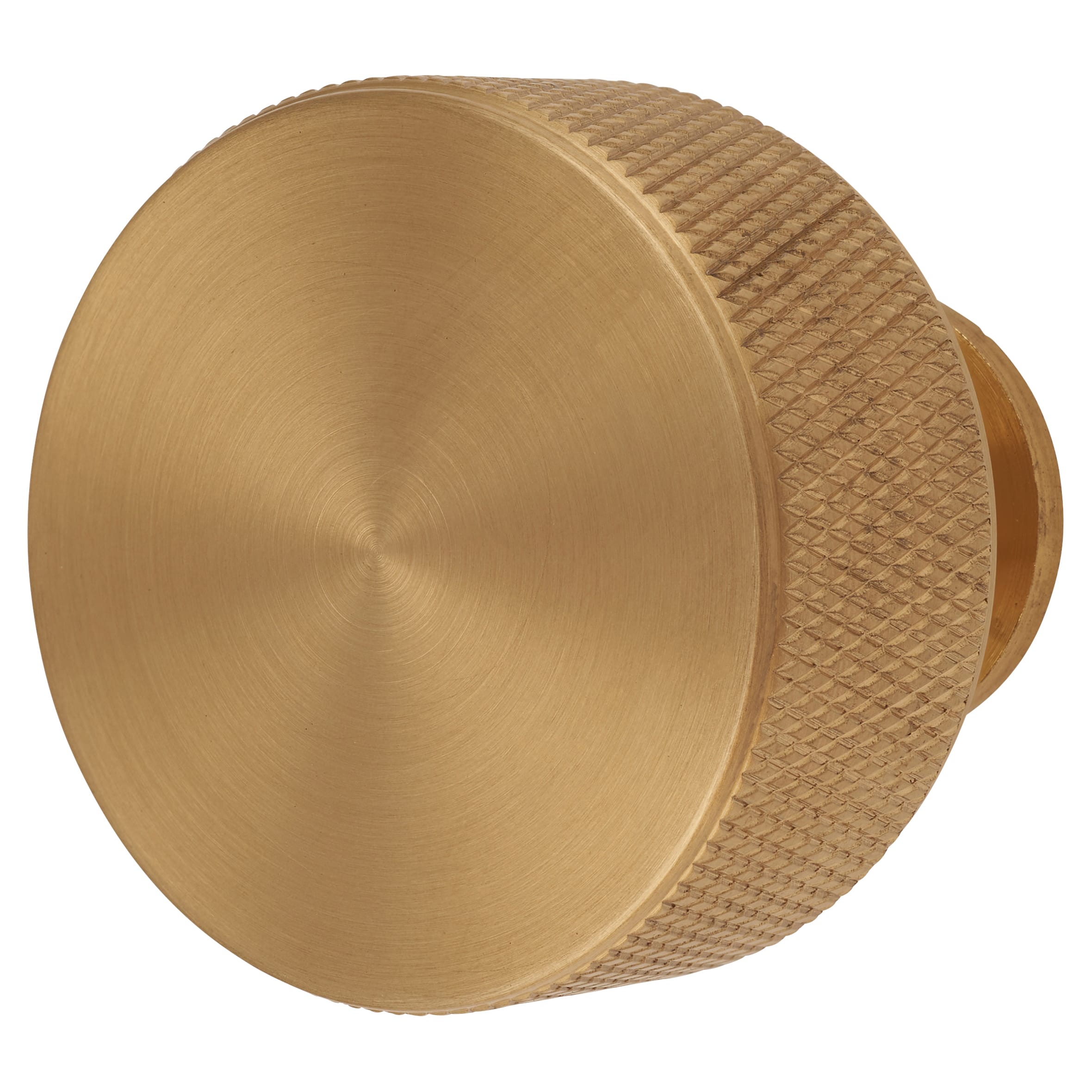 Knurled Radio Round Cabinet Knob - 35mm Diameter - Satin Brass