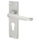 Satin Chrome Victorian Straight Euro Lock Door Handles - 155 x 42mm
