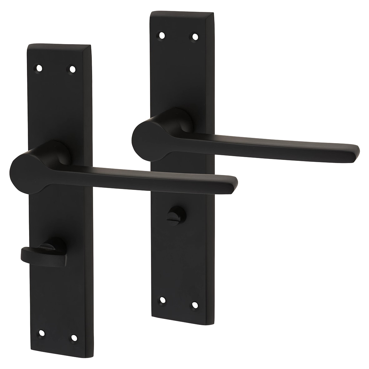 Matt Black Bathroom Door Handles - Farley Range - 200 x 42mm