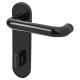Ebony Black Nylon Steel Core Safety Bathroom Door Handles - 78mm c/c - Paris Range