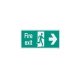 Fire Exit Running Man Right Arrow Sign - 450 x 150mm - Rigid Plastic