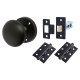 Matt Black Mortice Door Knobs Pack - 60mm Rose Diameter