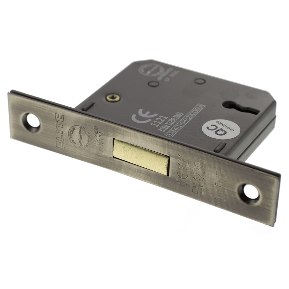 3 Lever Deadlock - 67mm Case - 44mm Backset - Antique Brass