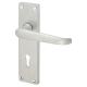 Satin Chrome Victorian Straight Keyhole Lock Door Handles - 155 x 42mm