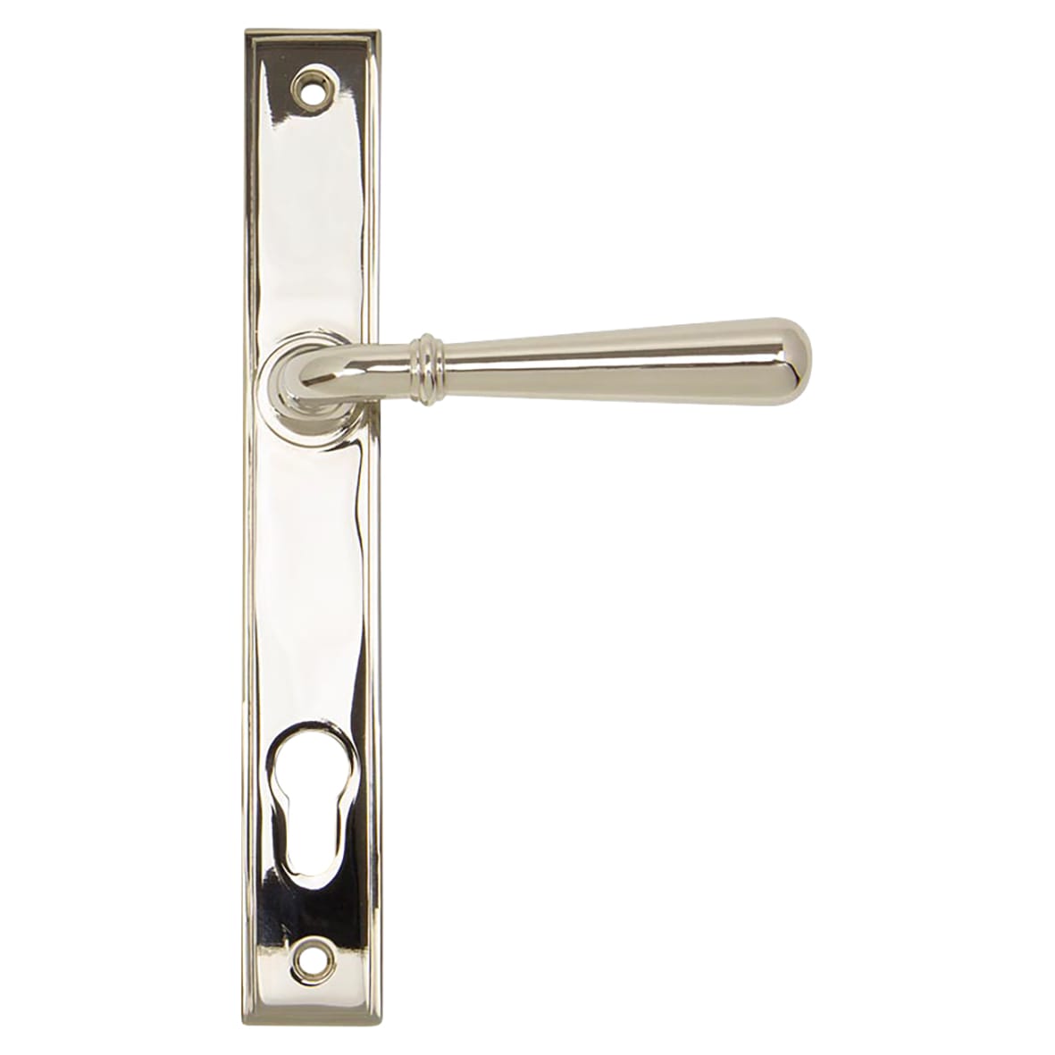 Newbury Polished Nickel uPVC Slimline Multipoint Door Handles - 92mm c/c