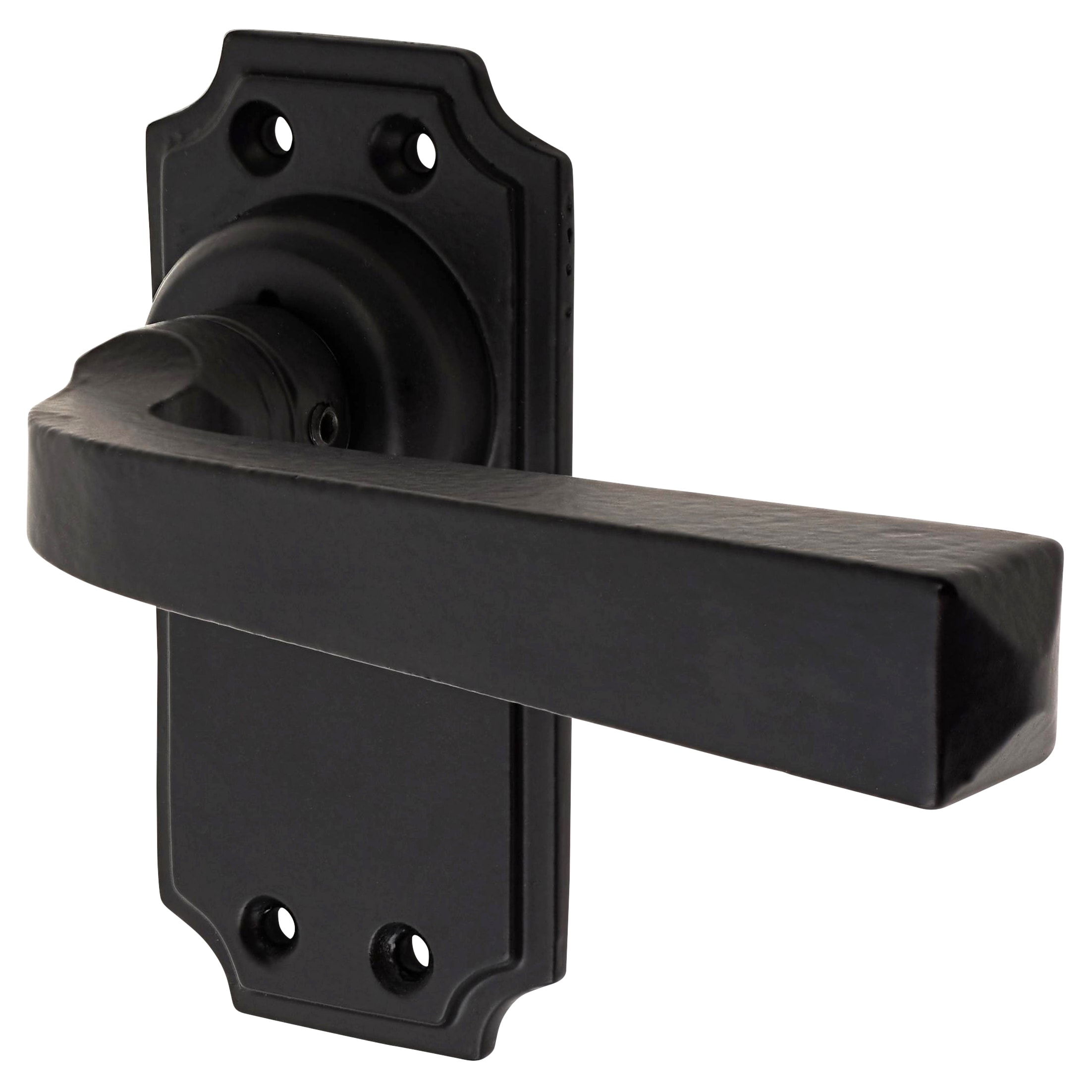 Smooth Black Latch Door - Short Plate - York Range - 102 x 48mm