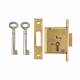 Cabinet Mortice Deadlock - 63 x 32mm - Right Hand - Polished Brass