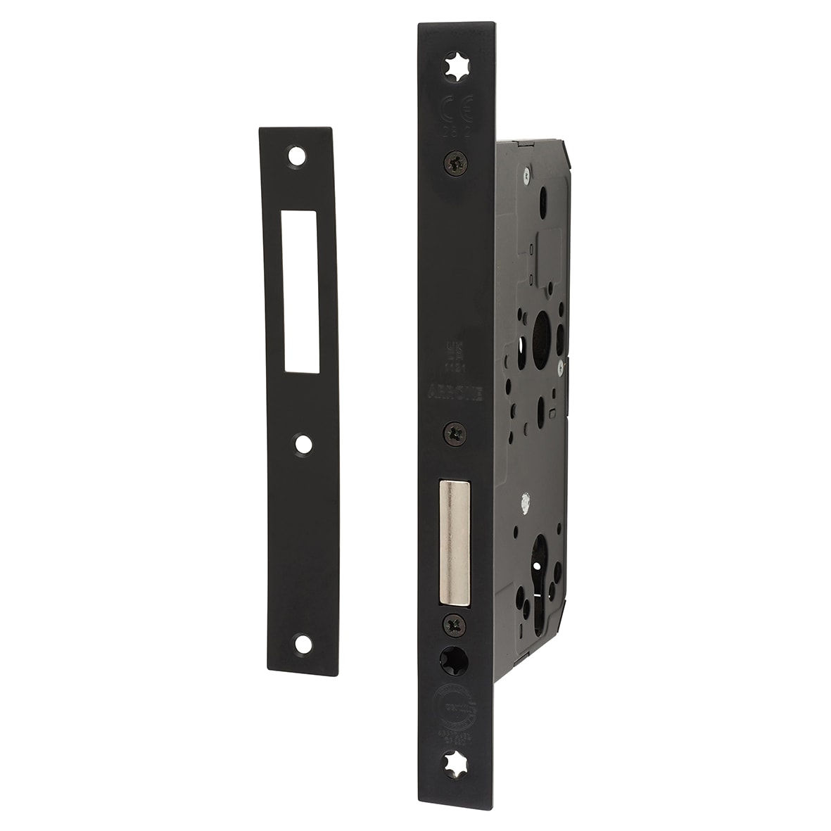 DIN Deadlock - 88mm Case - 60mm Backset - Square - Matt Black